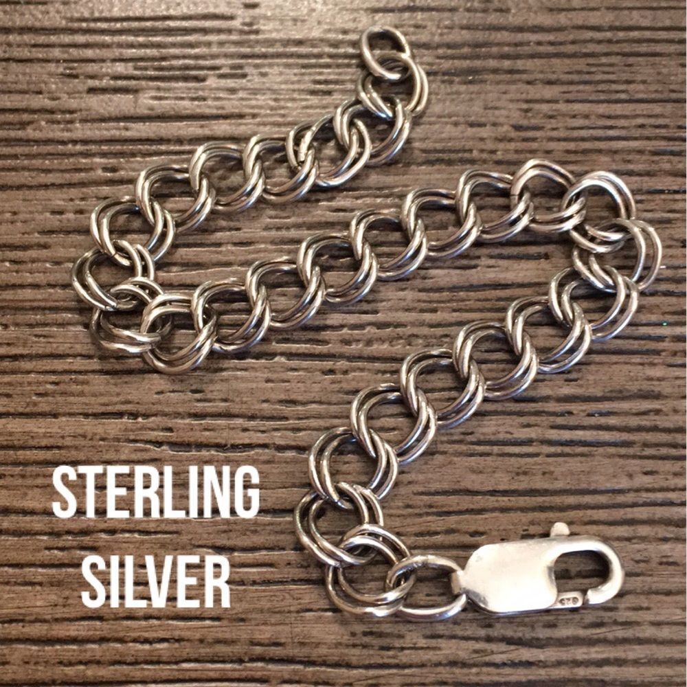Sterling Silver Chain Link Bracelet Charm Bracelet